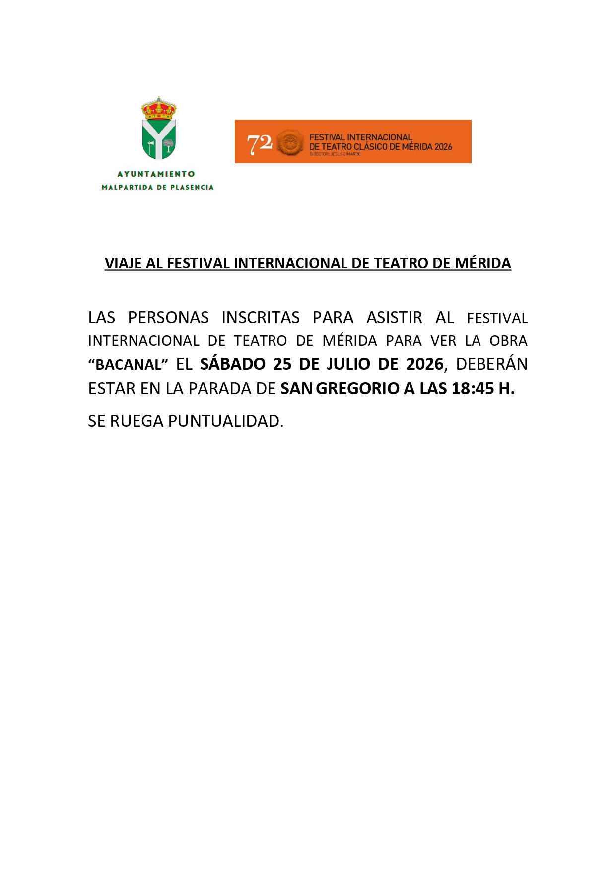 VIAJE AL FESTIVAL INTERNACIONAL DE TEATRO DE MÉRIDA
